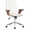 CLP Sedia da ufficio CLP Burbank, regolabile in altezza, noce/bianco, rivestimento in ecopelle