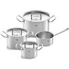 Fissler Original-Profi Collection / Set di pentole in acciaio inox, 4 pezzi, pentole con coperchi in metallo (3 pentole, 1 casseruola - senza coperchio) - Induzione