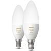 Philips Hue LED, set di 2 lampade E14 da 5,2W 320lm, ambiente bianco