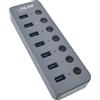 InLine Hub InLine® 35395D InLine® USB 3.2 Gen.1, 7 porte, con interruttore, alluminio, grigio, con alimentatore