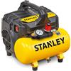 Stanley Compressore Stanley DN200/8/6 8 Bar - Compressore silenzioso con serbatoio da 6L - Compressore di aspirazione senza olio 105L/min - Con impugnatura e piedini antiscivolo - Adatto per utensili pneumatici