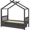vidaXL Letto per bambini con cassetto in pino massiccio grigio scuro 80x160 cm