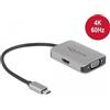 Delock - Convertitore di interfaccia video - Da USB-C (M) a HD-15 (VGA), HDMI (W) - 20 cm - Argento - Supporta 4K 60 Hz, 10