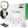 BACKLAxx® Occhiali per coppettazione BACKLAxx ® con pompa a vuoto, incluso eBook- Coppettazione medica di alta qualità con magneti terapeutici