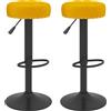 vidaXL Sgabello da bar 2 pezzi in velluto giallo senape