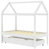 vidaXL Lettino con cassetto in pino massiccio bianco 70x140 cm