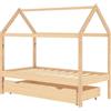 vidaXL Letto per bambini con cassetto in pino massiccio 80x160 cm