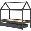 vidaXL Letto per bambini con cassetto in pino massiccio grigio scuro 80x160 cm