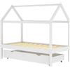 vidaXL Letto per bambini con cassetto in pino massiccio bianco 80x160 cm