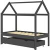 vidaXL Letto per bambini con cassetto in pino massiccio grigio scuro 70x140 cm