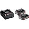 Metabo Pacchetto energetico 18 V - 2 batterie Li-Power da 2,0 Ah + caricabatterie rapido, SC 30
