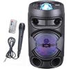 INOVALLEY KA02 BOWL - Altoparlante Bluetooth da 400W - Funzione Karaoke - Palla caleidoscopica a LED multicolore - Porta USB, Micro-SD