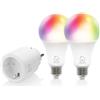 DELTACO SMART HOME, kit iniziale con due lampade RGB e una spina