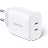 UGREEN Caricatore da parete USB-C+USB-C 40W PD (20W+20W) EU Bianco