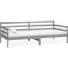 vidaXL Letto da giorno grigio pino massiccio 90x200 cm