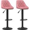vidaXL Sgabello da bar 2 pezzi in velluto rosa