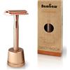 Bambaw Macchina da barba in oro rosa con elegante supporto - Rasatura delicata e precisa, 1 pezzo