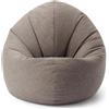 DS Produkte Pouf Lumaland Interior Line - Cuscino da seduta rotondo - Per interni - Imbottitura da 300 l - 120 x 80 x 75 cm - Grigio chiaro