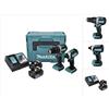 Makita Kit combinato a batteria Makita DLX 2180 TJ Trapano a percussione a batteria DHP 484 + Avvitatore a percussione a batteria DTD 153 + 2x batteria ricaricabile 5,0 Ah + caricabatterie + Makpac