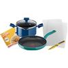 Tefal Set di pentole Chefclub By Tefal Pasta La Vista | G804S4 | Padella da 28 cm, casseruola da 20 cm, coltello universale, tagliere, ricettario con ricette deliziose
