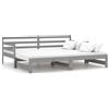 vidaXL Letto da giorno allungabile grigio pino massiccio 2x(90x200) cm