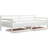 vidaXL Divano letto con cassetti 90x200 cm Bianco Legno massello di pino