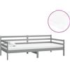 vidaXL Letto da giorno con materasso 90x200 cm grigio in legno di pino massiccio