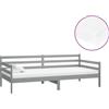 vidaXL Letto da giorno con materasso 90x200 cm grigio in legno di pino massiccio