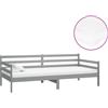 vidaXL Letto da giorno con materasso 90x200 cm grigio in legno di pino massiccio