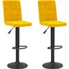 vidaXL Sgabello da bar 2 pezzi in velluto giallo senape