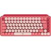 LOGITECH Tasti Logitech POP, mini, wireless, Bluetooth, interruttore meccanico, QWERTY, bordeaux, rosa, rosa