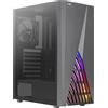 Aerocool DELTABKV1 ATX PC Case RGB Front Full Side Window 12cm Fan Black