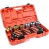Wiltec Set di estrattori di boccole in gomma per cuscinetti ruota Wiltec 26 pezzi per la sostituzione/rimozione dei cuscinetti ruota e delle boccole delle sospensioni, con piastre di pressione, mandrini di pressione e manicotti di pressione