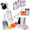 Novabest affettaverdure a 4 pieghe Gigant multi-affettatrice Muxels Super Mega set con 6 inserti aggiuntivi in acciaio inox nella pratica Multi-Box + multi-pelatrice