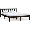 vidaXL Letto in legno massiccio di pino nero 135x190 cm