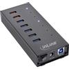 InLine Hub InLine® 35395I InLine® USB 3.2 Gen.1, 7 porte, alloggiamento in alluminio, nero, con alimentatore da 2,5 A
