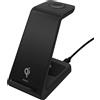 DELTACO Supporto per caricabatterie wireless 3in1 nero (QI-1037)