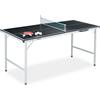 Relaxdays Tavolo da ping-pong Relaxdays, tavolo pieghevole con rete, 2 racchette, 3 palline, A x L x P: 70 x 70 x 150 cm, nero