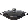 cheffinger WOK Padella wok Pentola wok Manici in silicone Induzione 36 cm Fusione di alluminio Coperchio