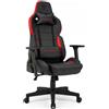 SENSE7 Sedia da gaming SENSE7 Sentinel Nero Rosso - Sedia da ufficio ergonomica, sedia da scrivania, 150 kg, braccioli 3D, funzione oscillante, poltrona direzionale, poltrona per PC