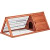 Relaxdays Gabbia per conigli, casa e recinto, 2 porte, L x P x A: 41x110x49 cm, piccola gabbia per conigli interna ed esterna, legno, metallo, naturale