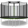 ZIPRO Trampolino Jump Pro Out | 12FT Ø 374 cm | Trampolino da giardino Trampolino per bambini Set completo incl. rete esterna, scaletta e copertura perimetrale, per esterni, verde