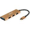 ROLINE Hub USB 3.2 Gen 1 ROLINE GOLD, 4 vie, cavo di connessione di tipo C