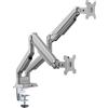 InLine Supporto da tavolo InLine® con sollevatore e USB/audio, 2 monitor fino a 81 cm (32"), argento