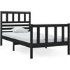 vidaXL Letto in legno massiccio nero 75x190 cm