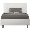 ITYHOME - Letto una piazza e mezza con rete imbottito 120x200 Pelle finta bianco Adele