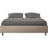 ITYHOME - Letto con rete imbottito 160x190 Pelle finta tortora Azelia