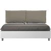 ITYHOME - Letto matrimoniale con rete 160x190 bianco frassino cuscini Pelle finta cappuccino Egos Antea