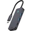 Rapoo hub USB-C grigio da USB-C a USB-A e USB-C