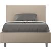 ITYHOME - Letto una piazza e mezza con rete imbottito 120x190 Pelle finta tortora Adele